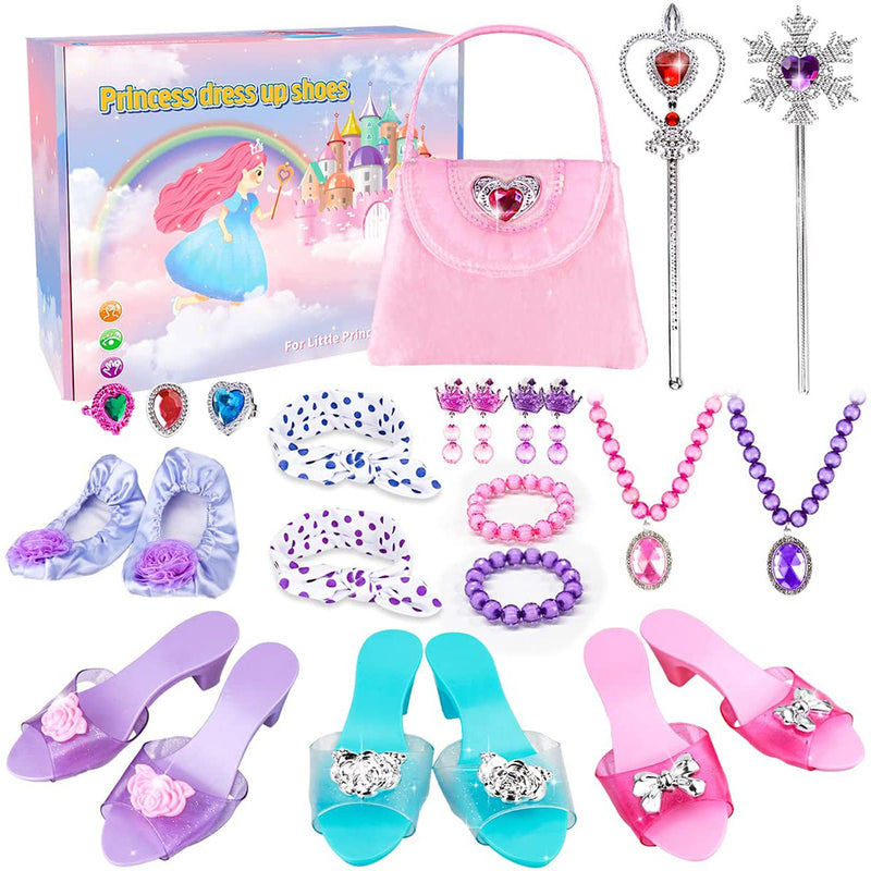 Meland Princess Dress Up Shoes - Princess Toys with My First Purse Toy Set & Jewelry Accessories
