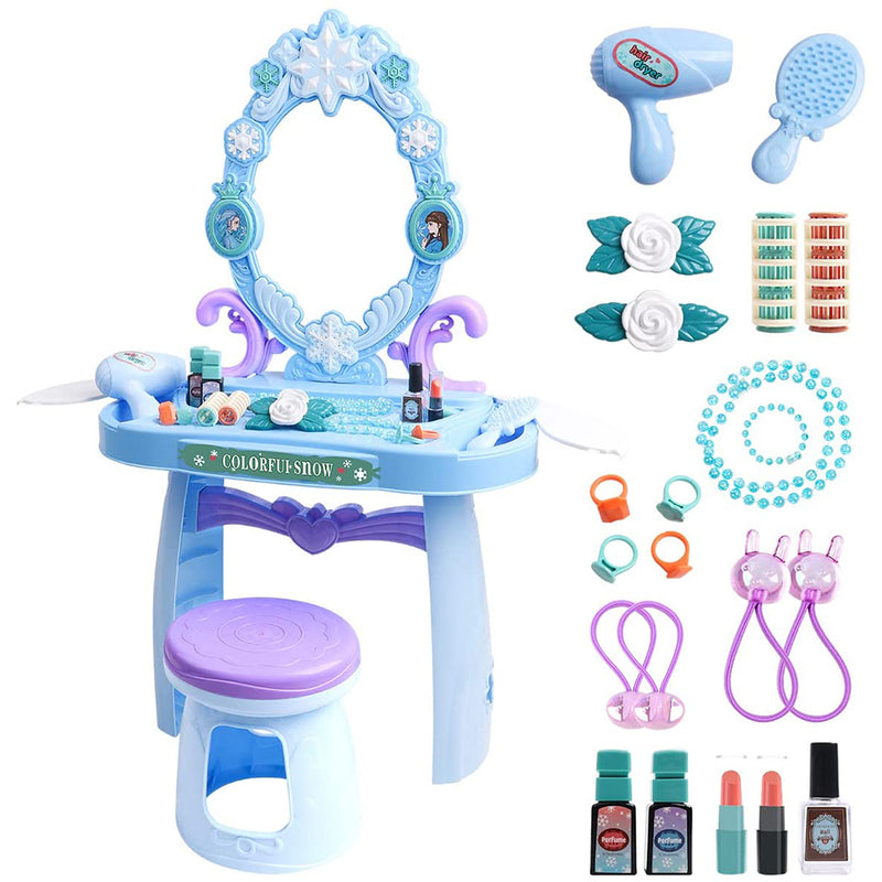 Meland Toddler Vanity Set - Kids Toy Vanity Table for Little Girls with Sound and Light Mirror