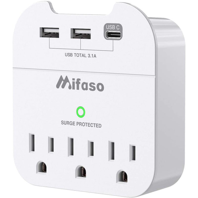 Mifaso Multi Plug Outlet Extender, USB Wall Charger, Surge Protector with 3 Outlet Extender 3 USB