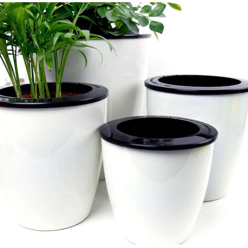 Mkono 3 Pack Self Watering Planter African Violet Pots Plastic White Flower Plant Pot