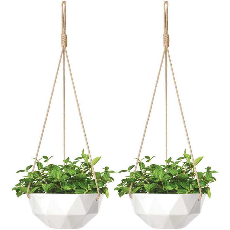 Mkono Ceramic Hanging Planter Indoor Outdoor Modern Geometric Flower Plant Pot