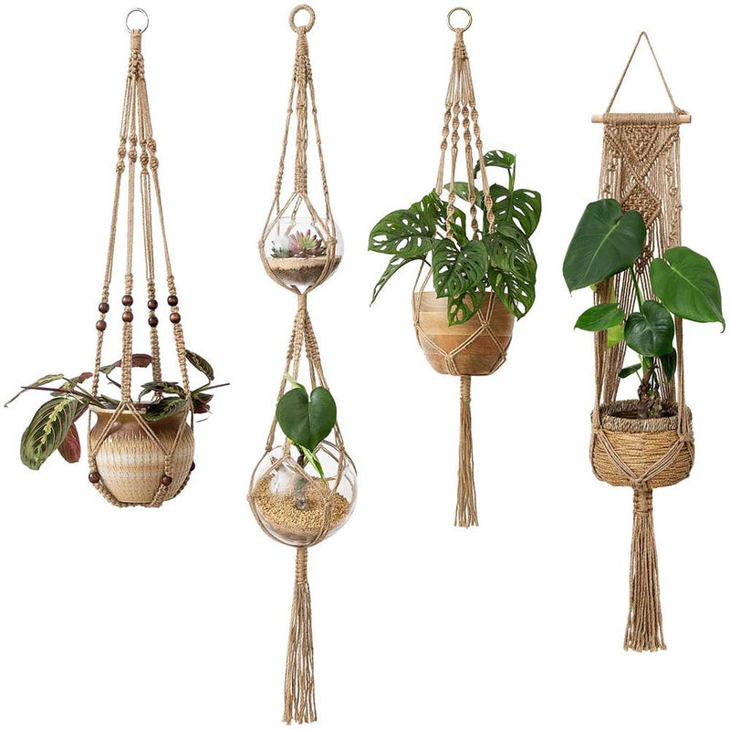 Mkono Macrame Plant Hangers, Hanging Planter Basket Jute Rope Flower Pot Holder