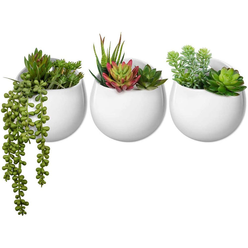 Mkono Wall Planter with Artificial Plants, Decorative Potted Fake Succulents Picks