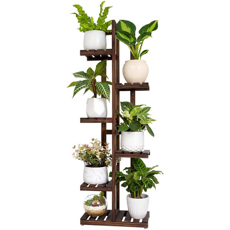 Mkono Wood Plant Stand Potted Plant Shelf Indoor Outdoor Tall Multi-Tiered Flower Pot Holder