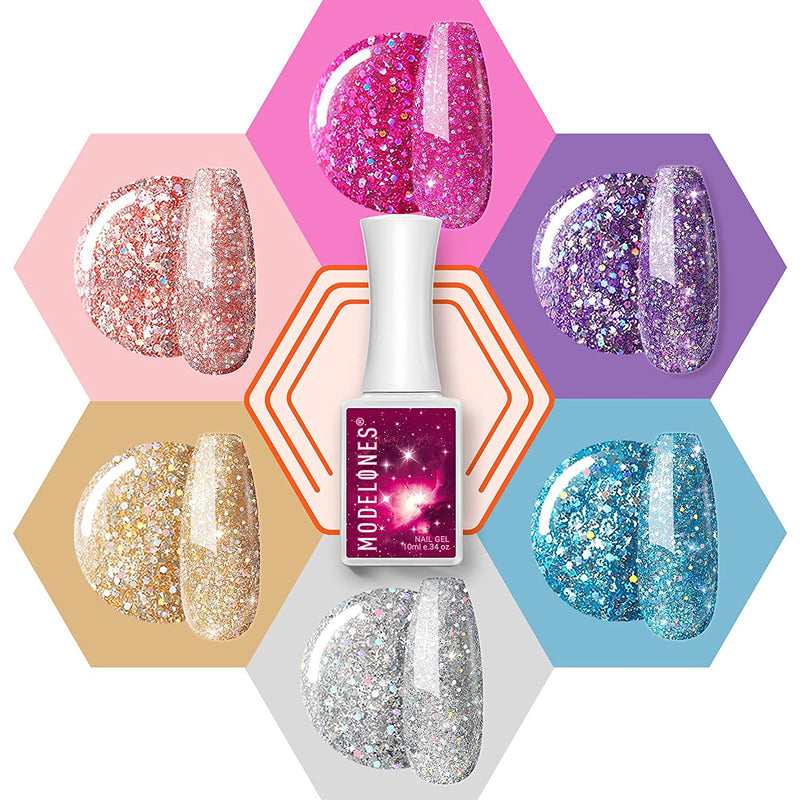 Modelones Gel Nail Polish Holiday Mood Temperature Color Changing with Beauty Gift Set 6 Pcs Colors 10 ML