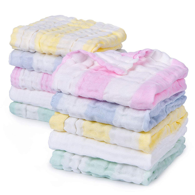 Momcozy Baby Washcloths 100% Muslin Cotton Soft Baby Towels Set Reusable Baby Wipes for Bath, Bibs and Hands