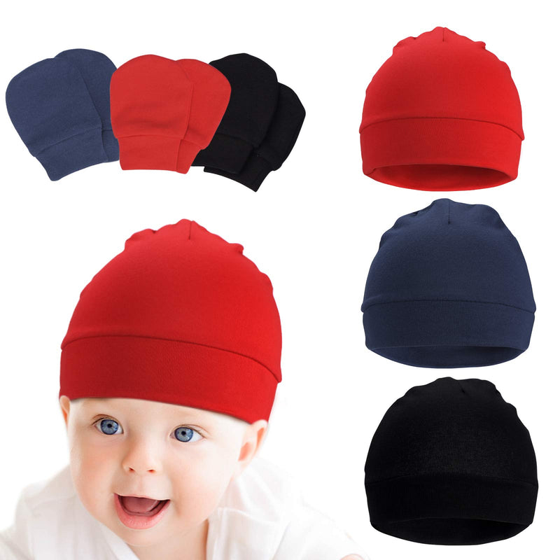 Momcozy Newborn Baby Hats and Mittens, Baby Infant Unisex Cotton Caps and Scratch Mittens