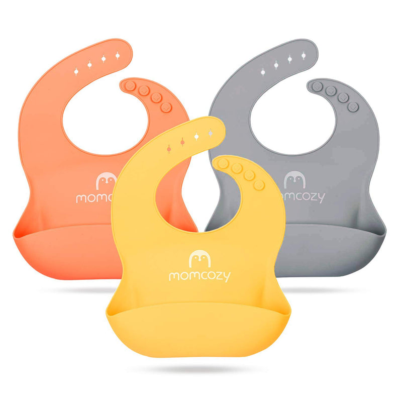 Momcozy Silicone Baby Bibs Easily Clean , Soft Adjustable Toddler Silicone Bibs for Babies Girl and Boy