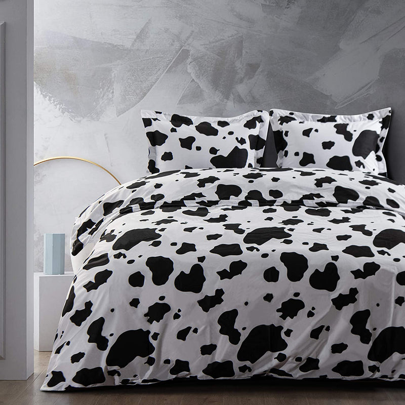 NTBAY Microfiber Queen Duvet Cover Set, 3 Pieces Ultra Soft Cow Printed Comforter Cover Set