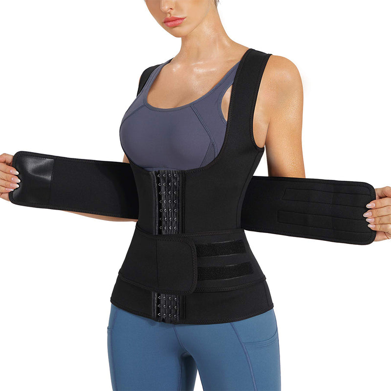 Nebility Sauna Sweat Vest Weight Loss Workout Top Waist Trainer Shirt Body Shaper