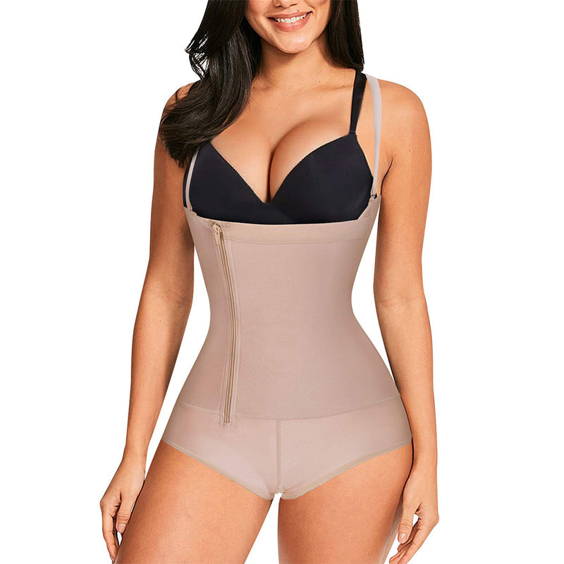 Nebility Women Latex Waist Trainer Bodysuit Slim Full Body Zipper Shapewear Tummy