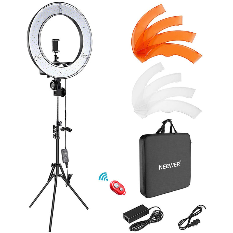 Neewer Ring Light Kit:18"/48cm Outer 55W 5500K Dimmable LED Ring Light, Light Stand, Carrying Bag