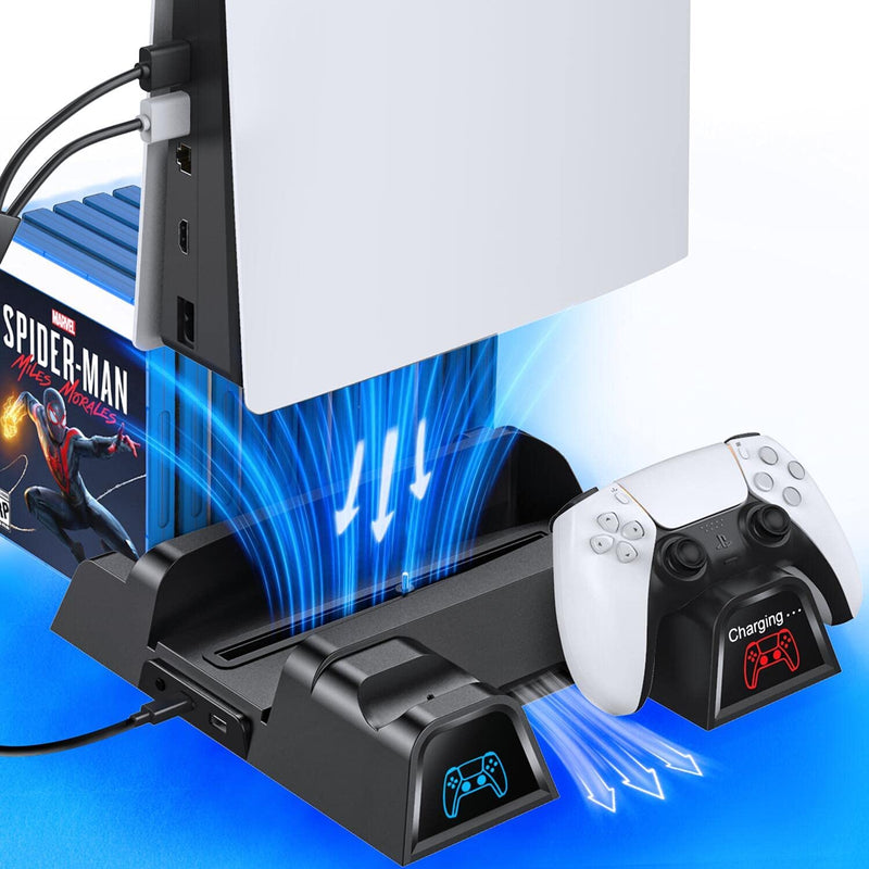 OIVO PS5 Cooling Stand with Charging Station and Suction Cooling Fan