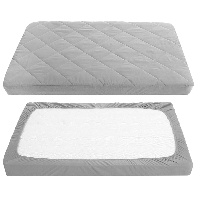 TILLYOU Cloudy Soft Pack and Play Sheet Quilted, Breathable Thick Play Yard Playpen Sheets,  Crib Mattress Pad