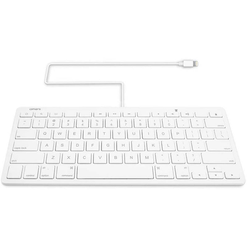 Omars MFI Certified iPad Plug-n-Go Wired Keyboard with 8-pin Lightning Connector