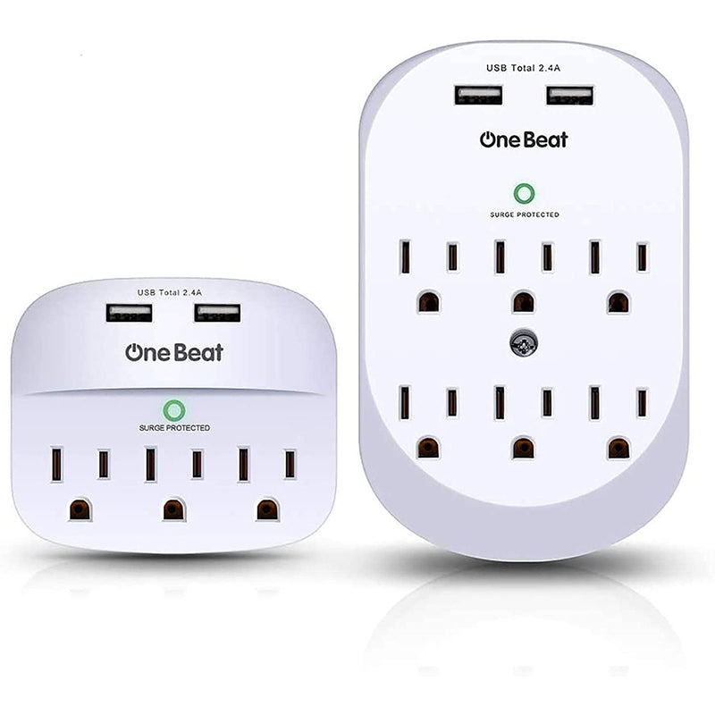 One Beat 2 Pack Wall Surge Protector, Multi Plug Outlet Extender, Mount Outlet Wall Adapter