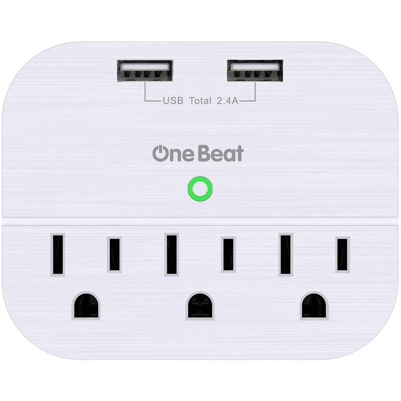 One Beat 3 Outlet Surge Protector, Multi Plug Outlet Adapter with 2 USB Wall Charger, Power Strip Wall Plug Extender