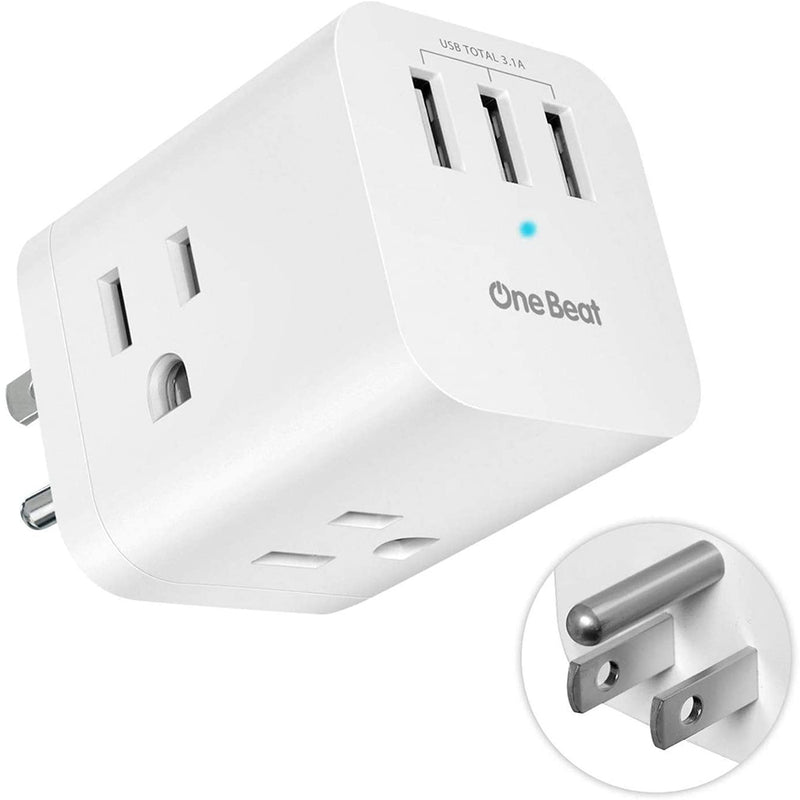 One Beat 3 Outlet Surge Protector, Multi Plug Outlet Expanders USB Wall Charger with 3 Outlets 3 USB Ports(3.1A)