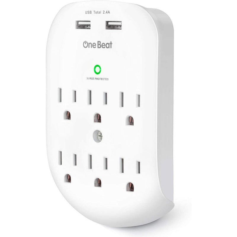 One Beat 6-Outlet Surge Protector, Wall Outlet Extender Multi Plug Outlet Wall Adapter