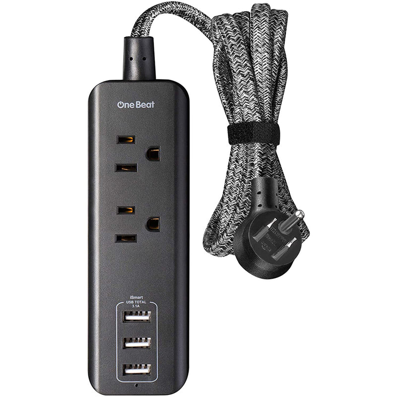 One Beat Power Strip with 3 USB Charging Ports(15W/3.1A) and 2 Outlets, Desktop Charging Station