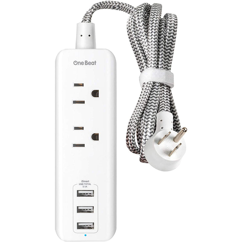 One Beat Power Strip with USB - 2 Outlets 3 USB Charging Ports(3.1A, 15W), Desktop Charging Station