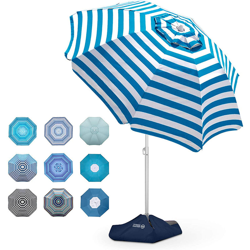OutdoorMaster Beach Umbrella with Sand Bag - 6.5ft Beach Umbrella with Sand Anchor