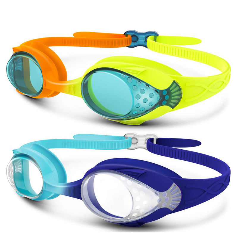 OutdoorMaster Kids Swim Goggles 2 Pack - Quick Adjustable Strap Swimming Goggles for Kids