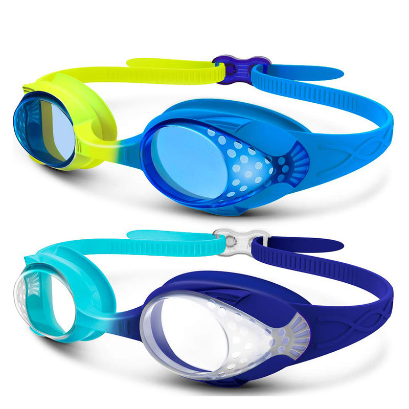 OutdoorMaster Kids Swim Goggles 2 Pack - Quick Adjustable Strap Swimming Goggles for Kids