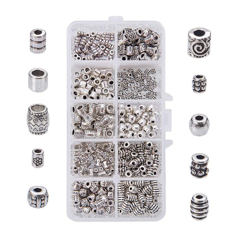 PH PandaHall 10 Style Silver Spacer Beads for Bracelet Necklace Jewelry Making