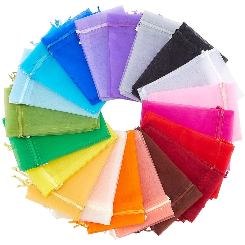 PH PandaHall 200pcs 4x6 Inches 20 Color Sheer Organza Gift Bags with Drawstring