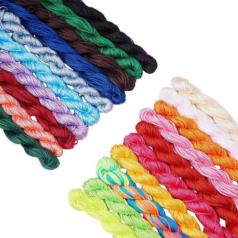 PH PandaHall 20 Colors 1mm Nylon Beading Cord for Bracelet Making