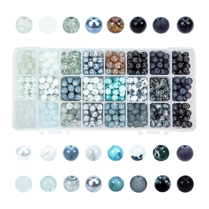 PH PandaHall 24 Color 8mm Round Glass Beads, 720pcs Bracelet Making