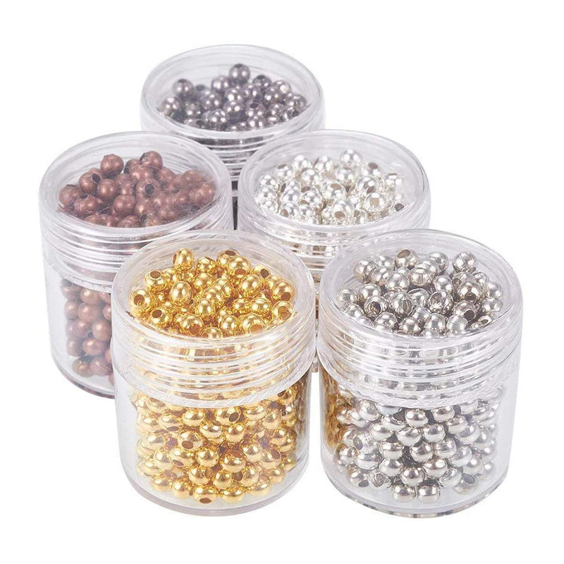 PH PandaHall 1350pcs 3mm Spacer Beads, 5 Color for Jewelry Making