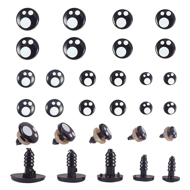 PH PandaHall 5 Size Resin Safety Black Stuffed Toy Eyes for Doll Making