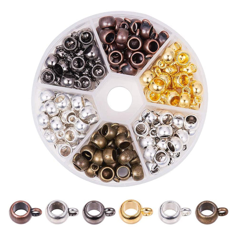 PH PandaHall 6 Colors Column Bail Beads for European Charm Bracelet Pendant