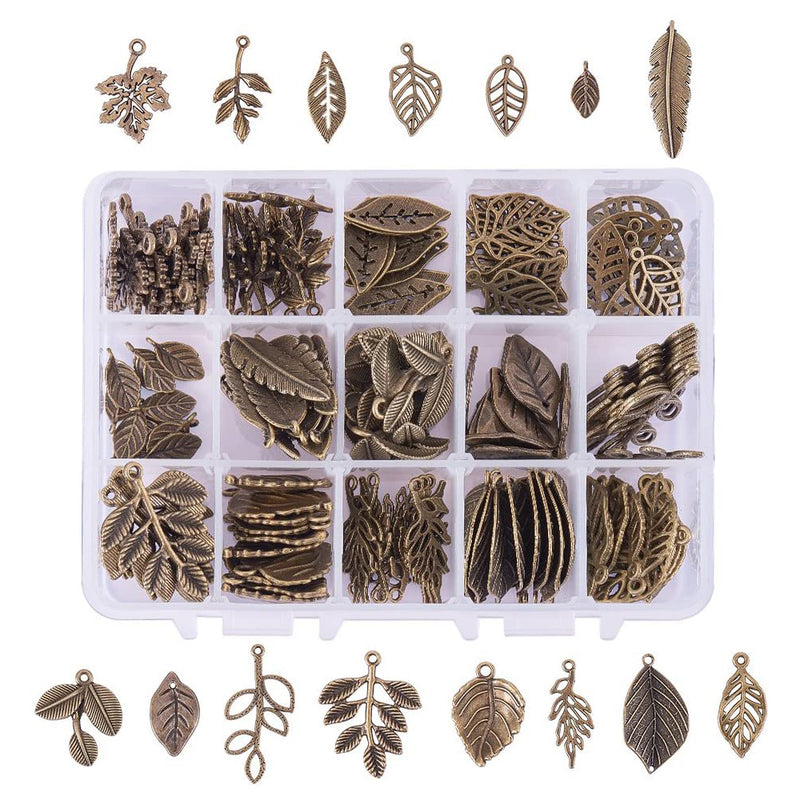 PH PandaHall Tree Leaf Charms Pendants, for Jewelry Making, Antique Bronze