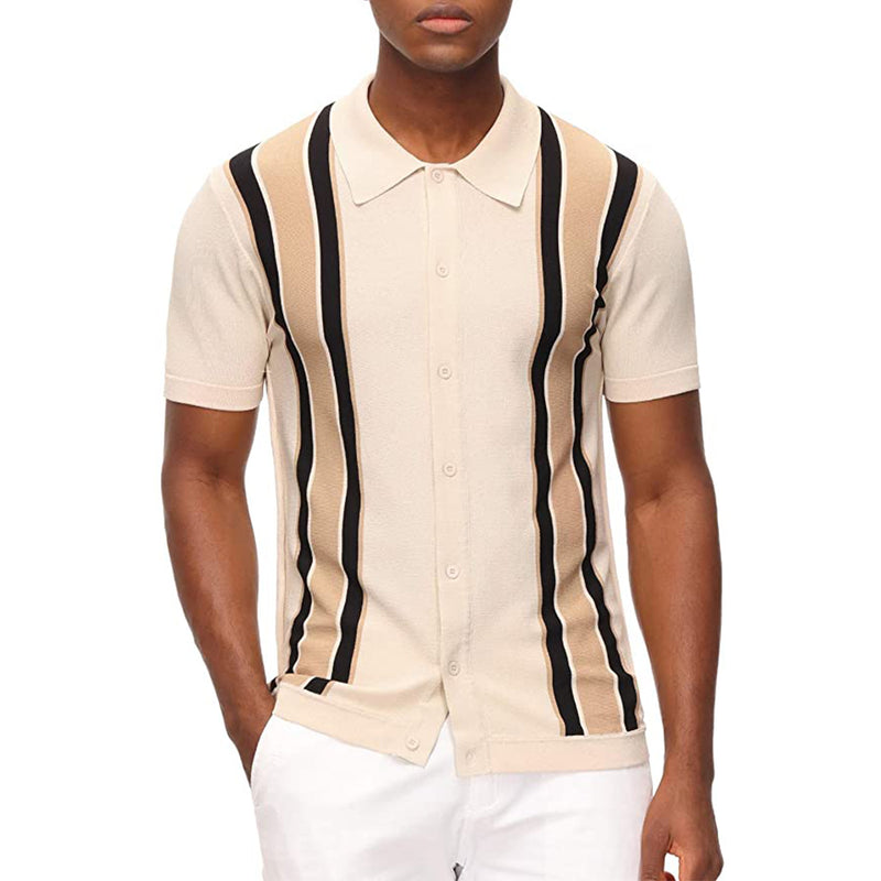 PJ PAUL JONES Men Striped Short Sleeve Knit Polo Shirt