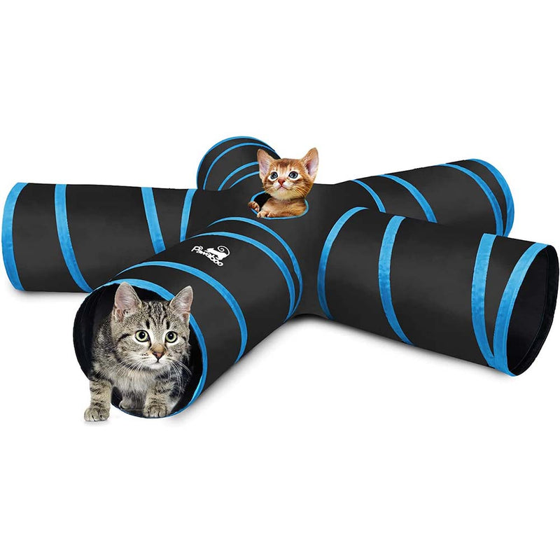 Pawaboo Cat Toys, Cat Tunnel Tube, 5 Way, Extensible Collapsible Toy Maze Cat House with Balls and Bells