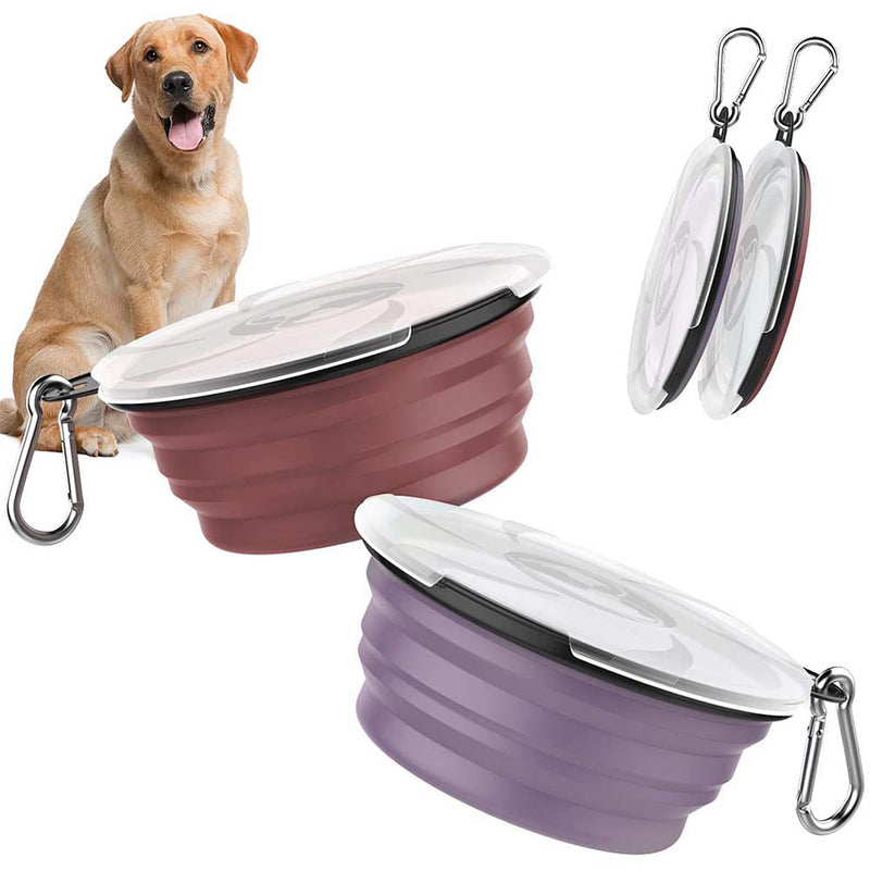 Pawaboo Collapsible Dog Bowls 2 Pack, Silicone Feeding Watering Bowls, Portable for Traveling, Home Use