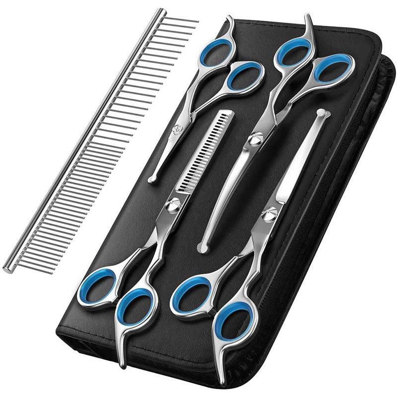 Pawaboo Dog Grooming Scissors Kit 5 Pack, Stainless Steel Titanium Coated Set, with Case
