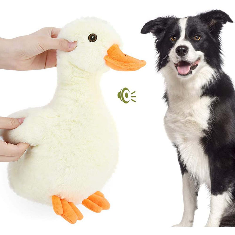 Pawaboo Squeak Dog Toy, Soft  Plush Duck-Shaped Pet Toys, Biting Chew Toys, Non-Toxic