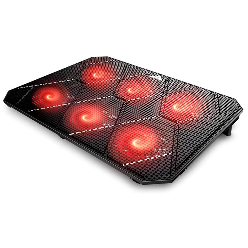 Pccooler Laptop Cooling Pad for Gaming Laptop, 6 Red LED Fans, Dual USB 2.0 Ports