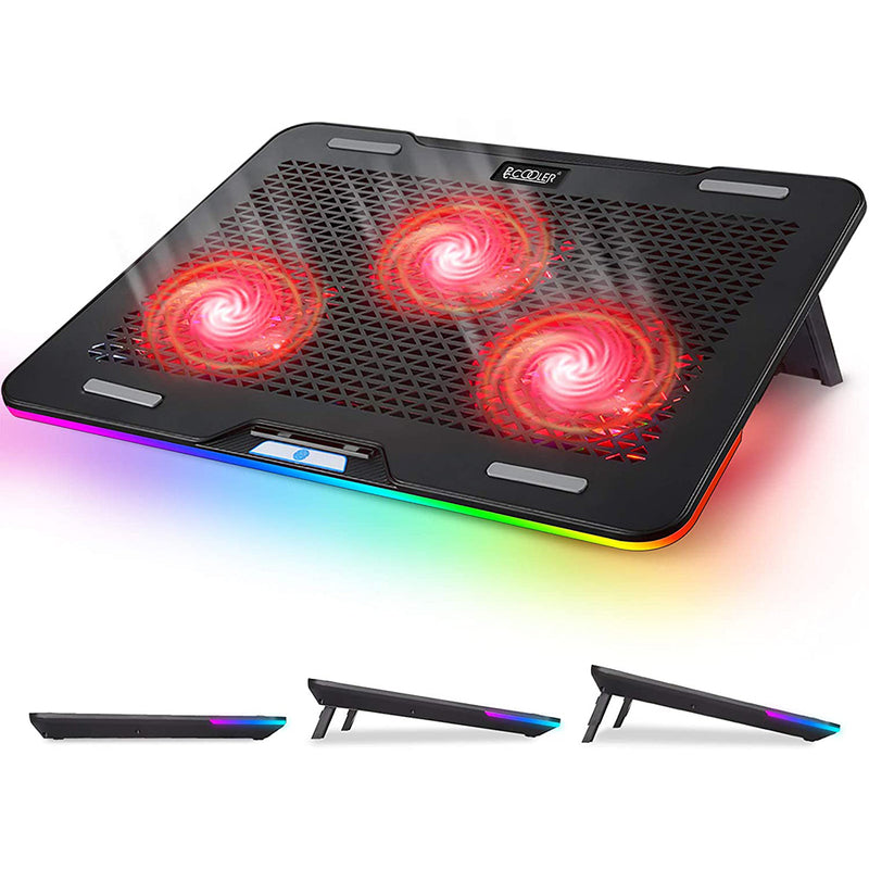 Pccooler Laptop Cooling Pad with Touch Control Light Modes&3 Angles Adjustable