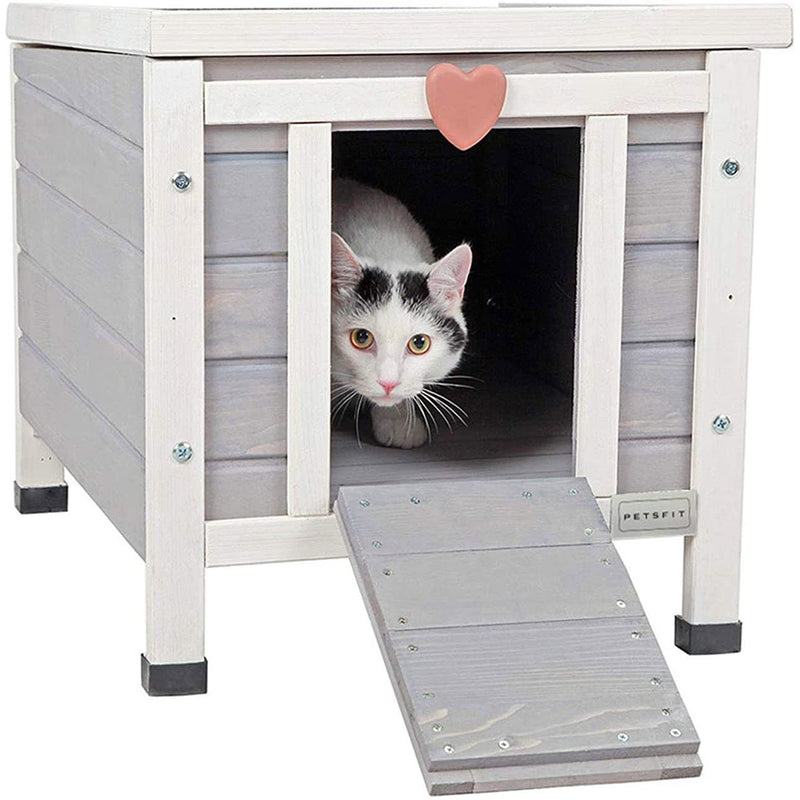 Petsfit Outdoor Cat House, Feral Cat Shelter Weatherproof with Openable Roof