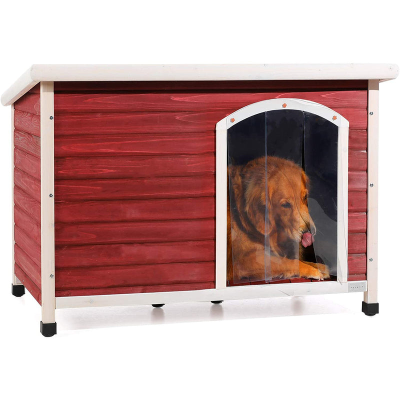 Petsfit Wooden Dog Houses, Weatherproof Outdoor Dog Kennel with Raised Feet