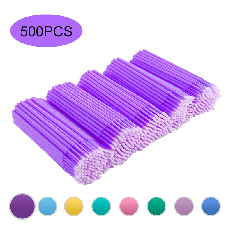 QUEWEL 500 Pcs Disposable Micro Applicator Brush (Dark purple,1.5mm)