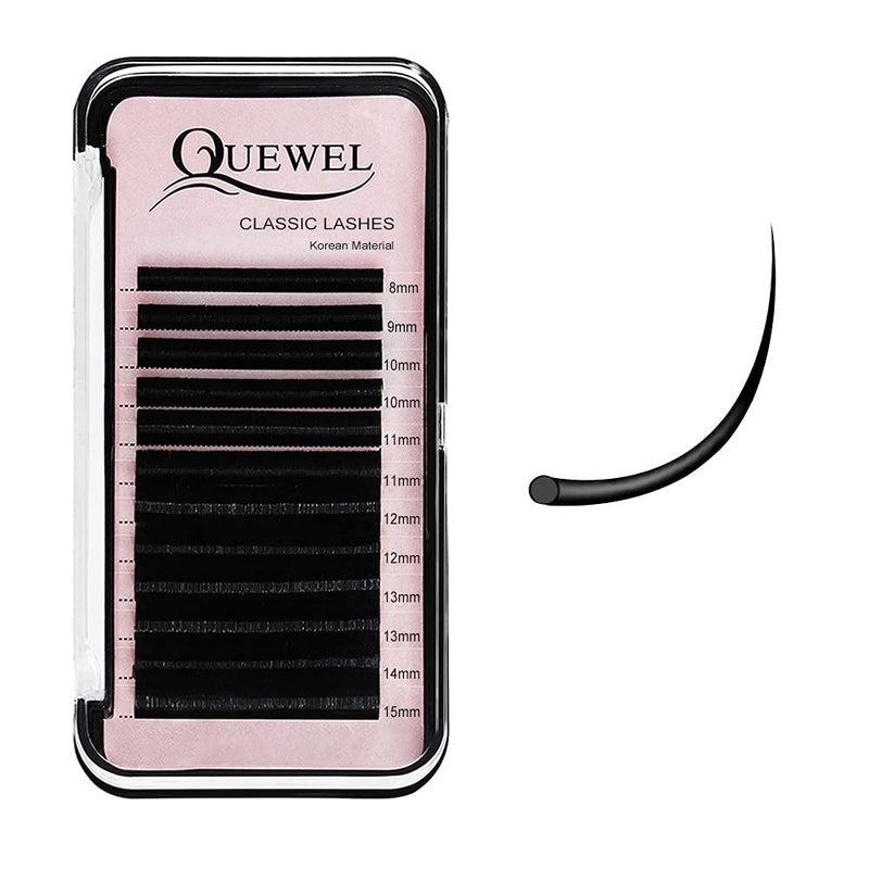 QUEWEL Eyelash Extensions 0.15mm C Curl Mix 8-15mm Matte Black