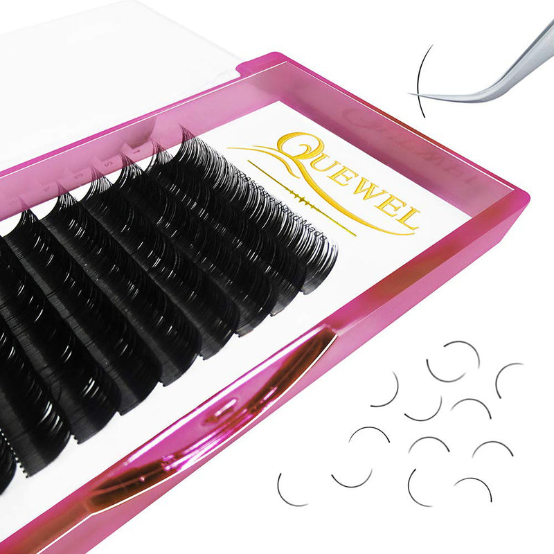 QUEWEL Individual Eyelash Extensions 0.10 C Curl 13mm, Matte Black