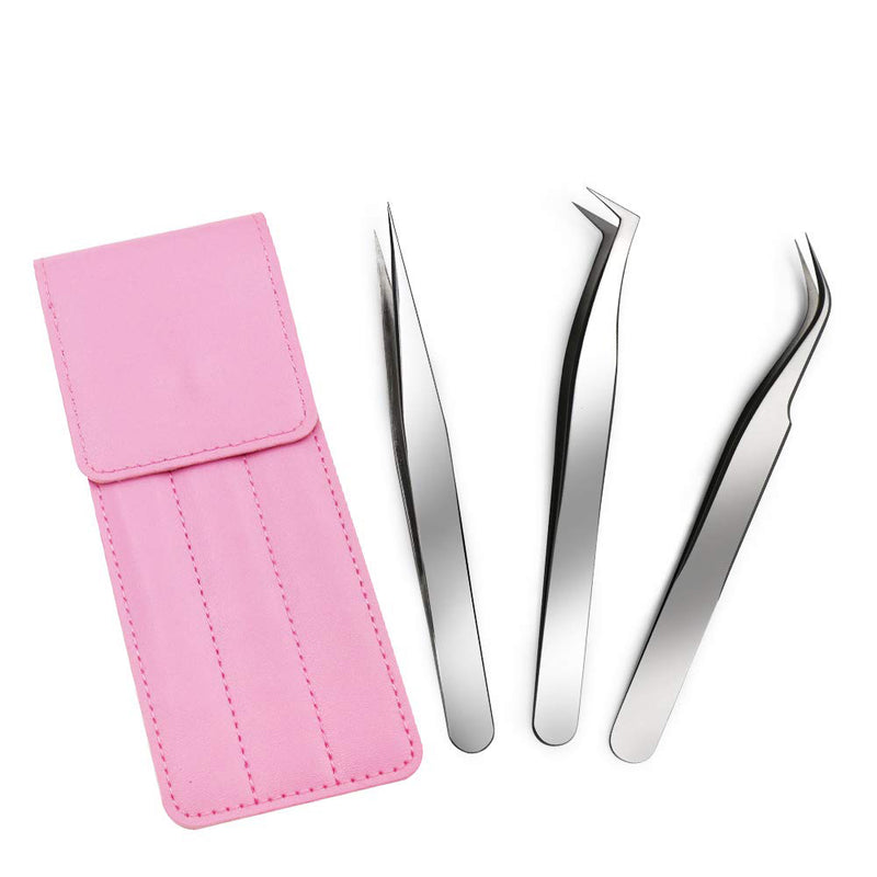 QUEWEL Lash Eyelash Extension Tweezers Set Made By Stainless Steel