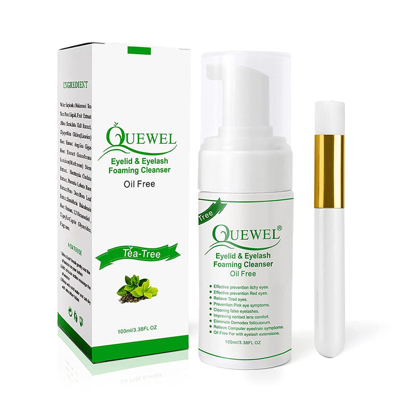 QUEWEL Tea Tree Eyelash Extension Cleanser With Lash Shampoo Brush